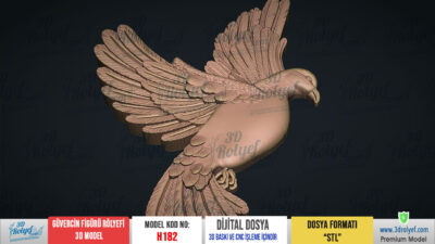 H182 - Güvercin Figürü Rölyefi 3D Model - Görsel 2