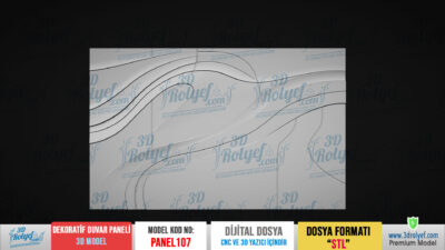 Panel107 - Çizgi Formu Dekoratif Duvar Panel Modeli - Cnc Oyma için 3D Model - Görsel 4