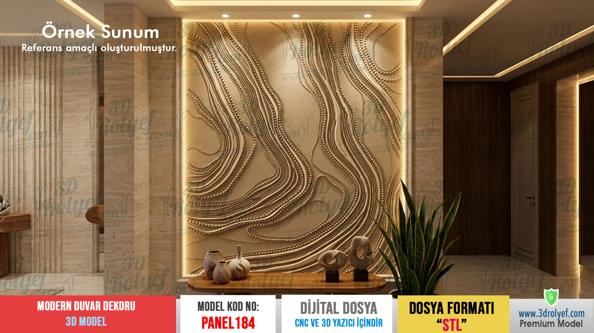 Panel184 - Modern 3D Duvar Dekoru | CNC & 3D Yazıcı İçin 3D Model