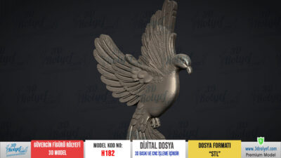 H182 - Güvercin Figürü Rölyefi 3D Model - Görsel 3