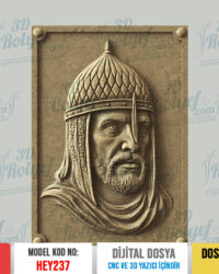 HEY237 | Sultan Alp Arslan Portresi Rölyefi 3D Model – Cnc ve 3D Yazıcı için Hazır Model