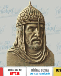 HEY238 | Sultan Alp Arslan Portresi Rölyefi 3D Model – Cnc ve 3D Yazıcı için Hazır Model