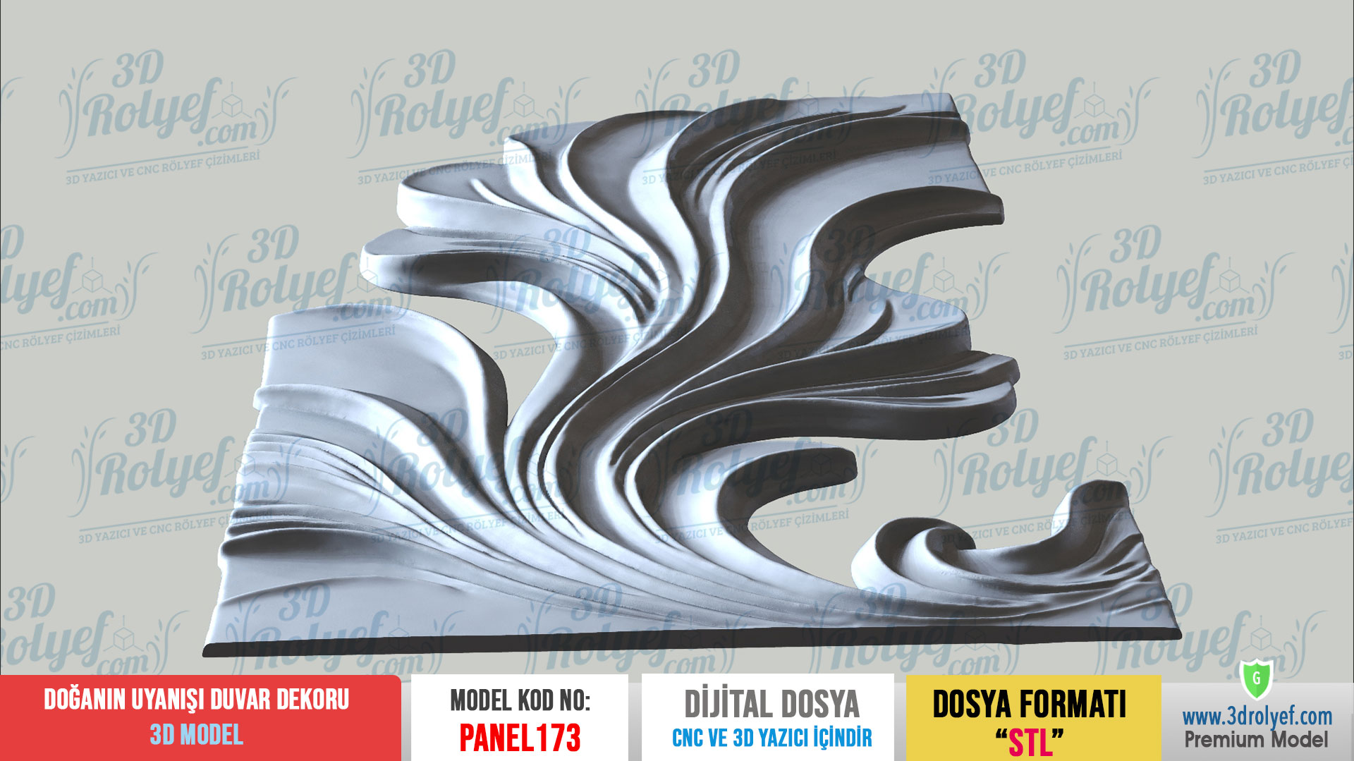Panel173 - Doğanın Uyanışı 3D Duvar Dekoru | CNC & 3D Yazıcı İçin 3D Model - Görsel 4