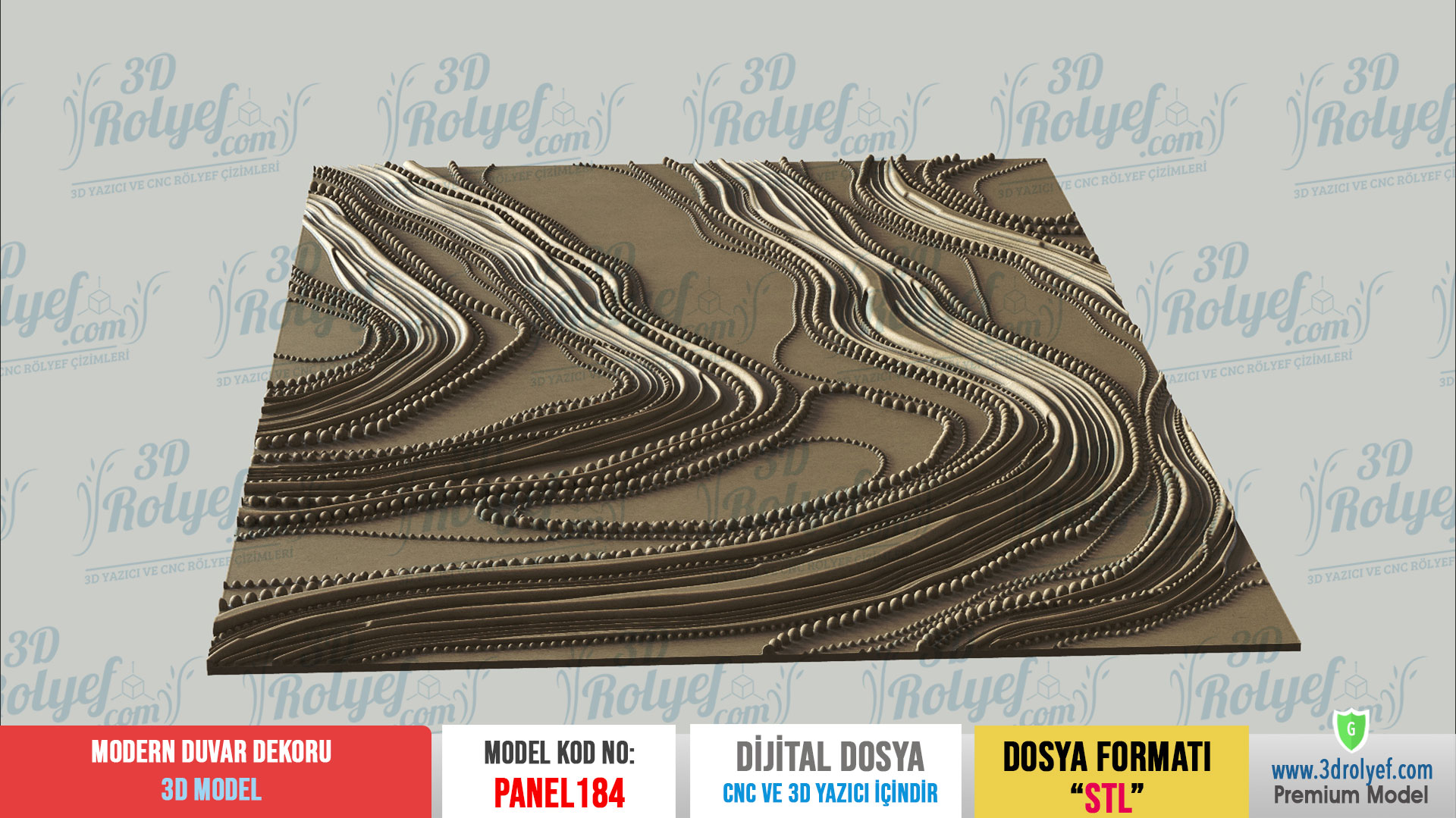 Panel184 - Modern 3D Duvar Dekoru | CNC & 3D Yazıcı İçin 3D Model - Görsel 4