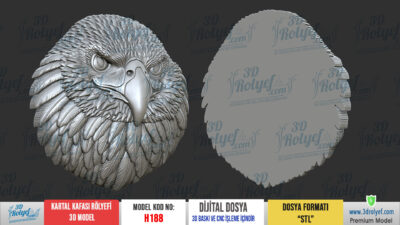 H188 - Kartal Kafası Rölyefi 3D Model - Görsel 4