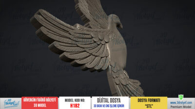 H182 - Güvercin Figürü Rölyefi 3D Model - Görsel 4