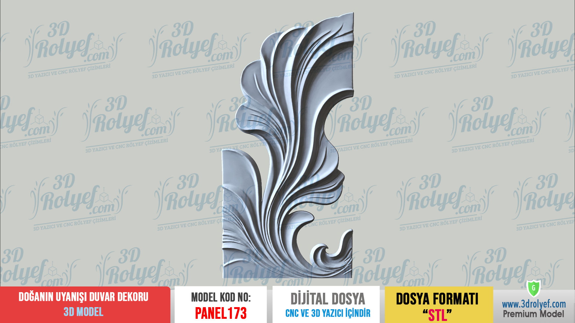 Panel173 - Doğanın Uyanışı 3D Duvar Dekoru | CNC & 3D Yazıcı İçin 3D Model - Görsel 2
