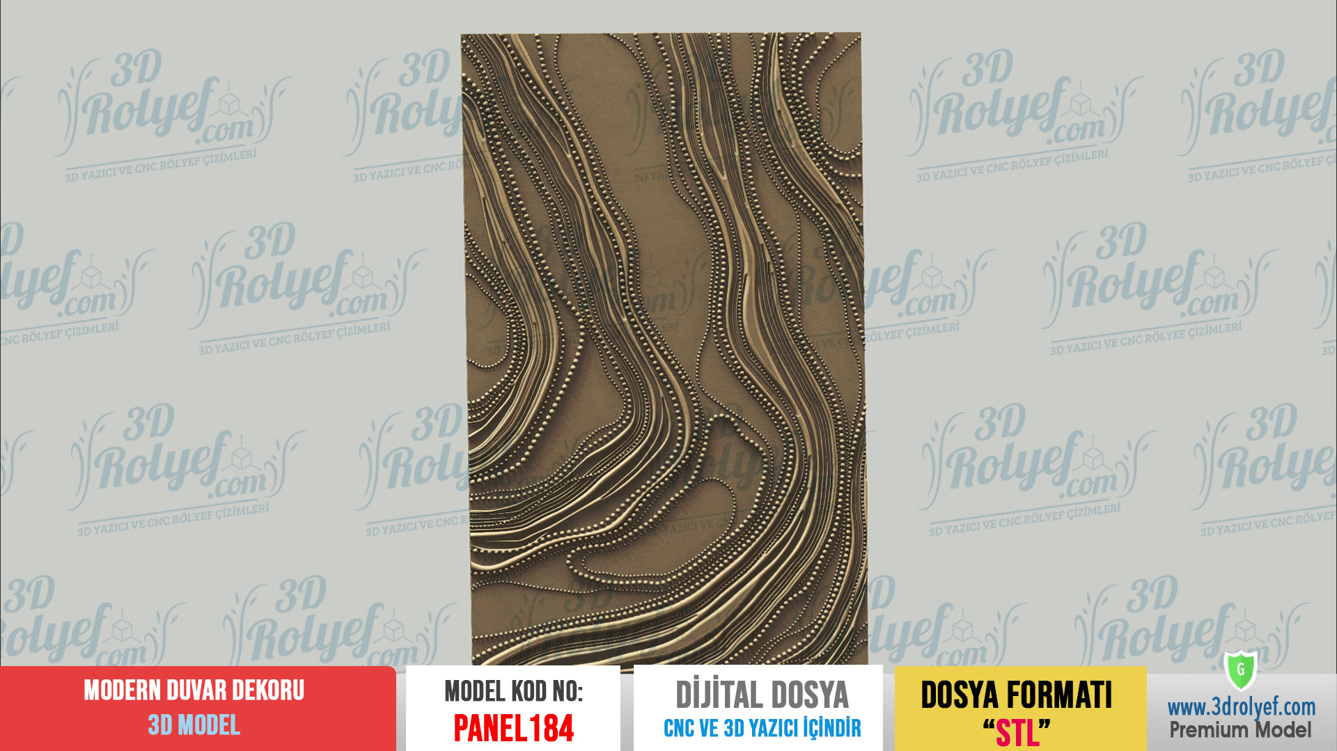 Panel184 - Modern 3D Duvar Dekoru | CNC & 3D Yazıcı İçin 3D Model - Görsel 2