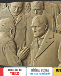 Tab132-Mustafa Kemal Atatürk ve Köylü - CNC ve 3D Baskı için Yüksek Detaylı 3D Kabartma