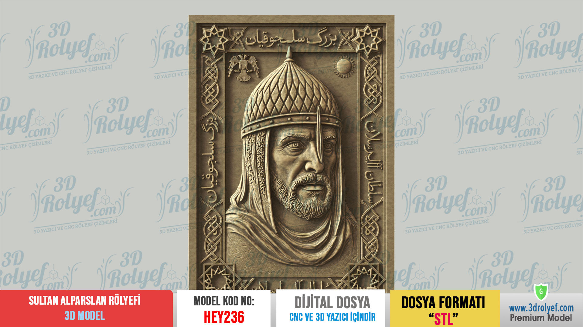 HEY236 | Sultan Alp Arslan Rölyefi 3D Model – Cnc ve 3D Yazıcı için Hazır Model