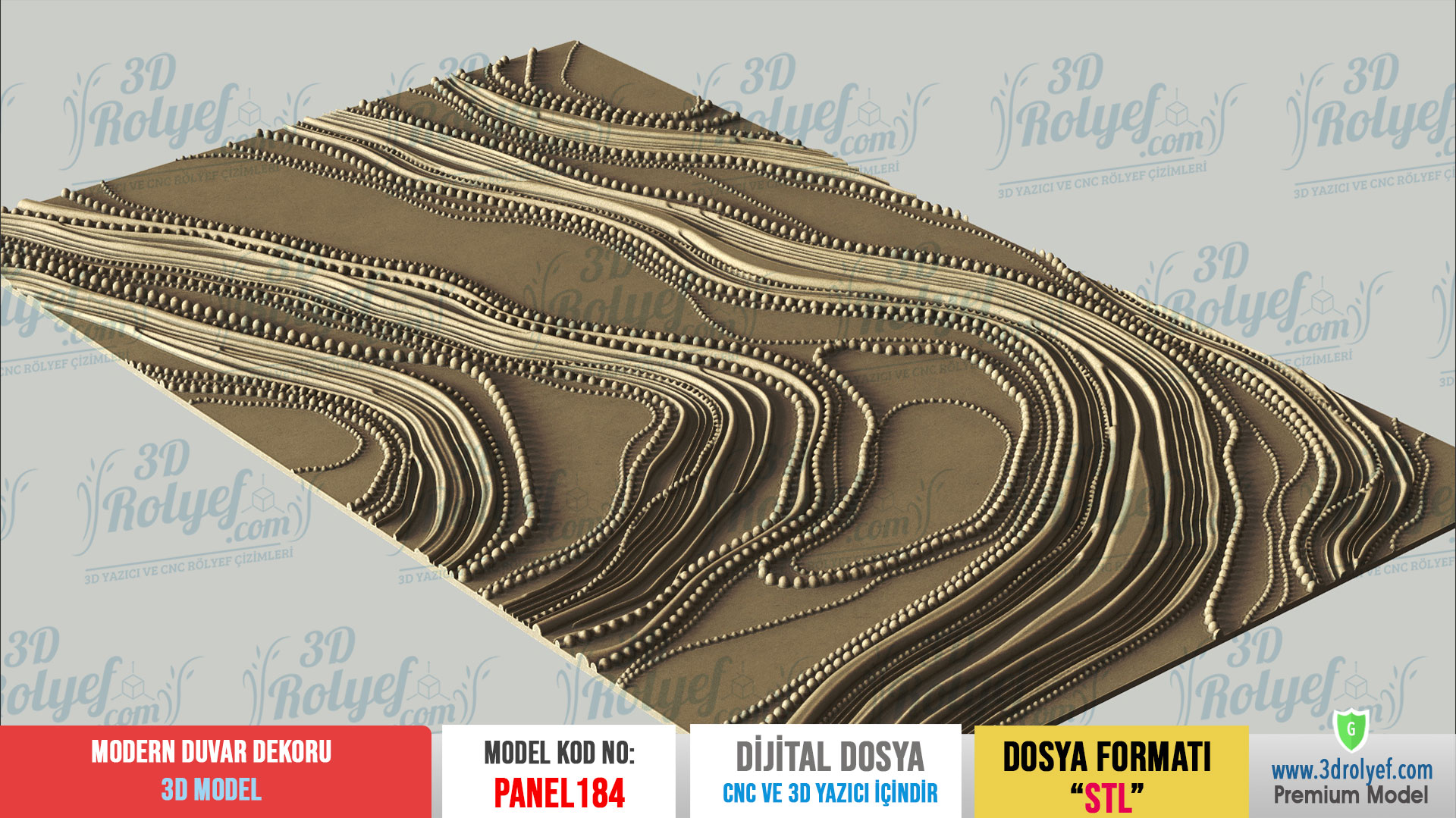 Panel184 - Modern 3D Duvar Dekoru | CNC & 3D Yazıcı İçin 3D Model - Görsel 3
