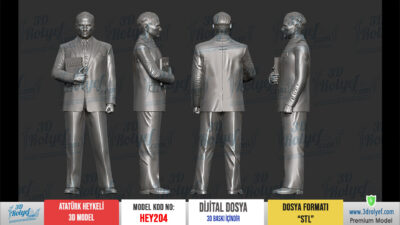 Hey204 - Gazi Mustafa Kemal Atatürk 3D Heykeli - Görsel 2