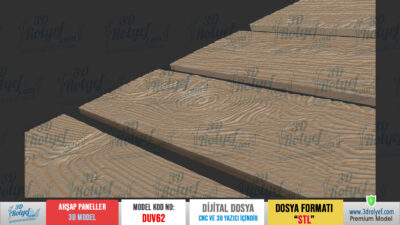 Duv62 - Ahşap Desenli Duvar Paneli 3D Model | Cnc İşleme Modeli - Görsel 4