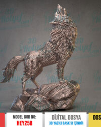 HEY258 | Uluyan Kurt Heykeli 3D Model – 3D Yazıcı için Hazır Model Dijital Dosya