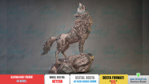 HEY258 | Uluyan Kurt Heykeli 3D Model – 3D Yazıcı için Hazır Model Dijital Dosya