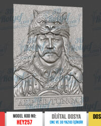 HEY257 | Alp Er Tunga Portresi Rölyefi 3D Model – Cnc ve 3D Yazıcı için Hazır Model