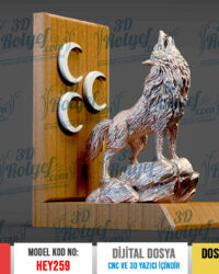 HEY259 | Uluyan Kurt ve Üç Hilal Heykeli 3D Model – 3D Yazıcı için Hazır Model Dijital Dosya