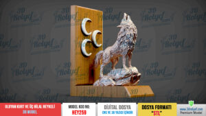 HEY259 | Uluyan Kurt ve Üç Hilal Heykeli 3D Model – 3D Yazıcı için Hazır Model Dijital Dosya