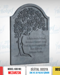 Mez236 - Kiraz Çiçeği Figürlü Mezar Baştaşı 3D Modeli  | Cnc Mezar Modelleri