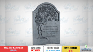 Mez236 - Kiraz Çiçeği Figürlü Mezar Baştaşı 3D Modeli  | Cnc Mezar Modelleri