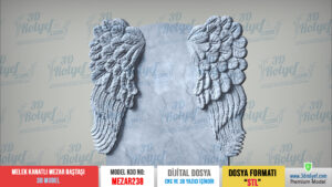 Mez238 - Melek Kanatlı Mezar Baştaşı 3D Modeli  | Cnc Mezar Modelleri
