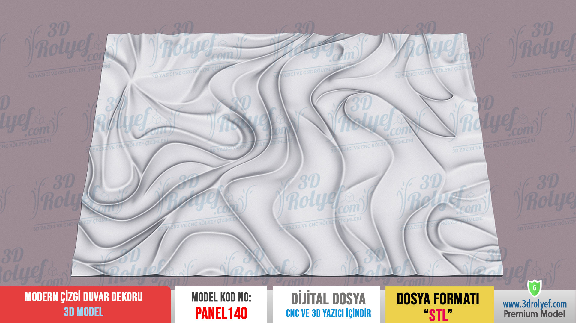Panel140 - Modern Çizgi Duvar Dekoru 3D Model | CNC & 3D Yazıcı İçin 3D Model - Görsel 3