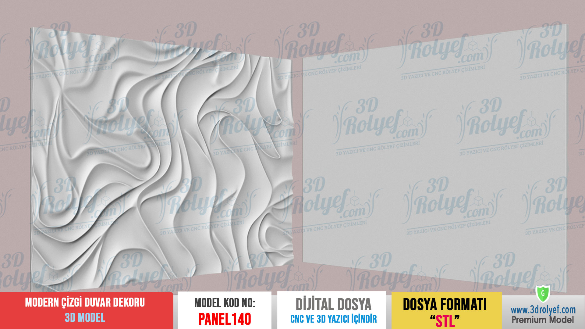 Panel140 - Modern Çizgi Duvar Dekoru 3D Model | CNC & 3D Yazıcı İçin 3D Model - Görsel 4