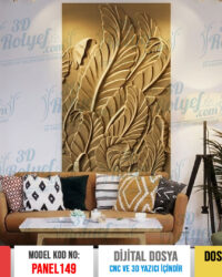 Panel149 - Tropik Yapraklar 3D Duvar Dekoru | CNC & 3D Yazıcı İçin 3D Model