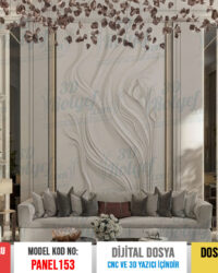 Panel153 - Zambak Rüzgarı 3D Rölyef Duvar Dekoru | CNC & 3D Yazıcı İçin 3D Model