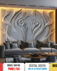 Panel154 - Zambak Rüzgarı2 3D Rölyef Duvar Dekoru | CNC & 3D Yazıcı İçin 3D Model