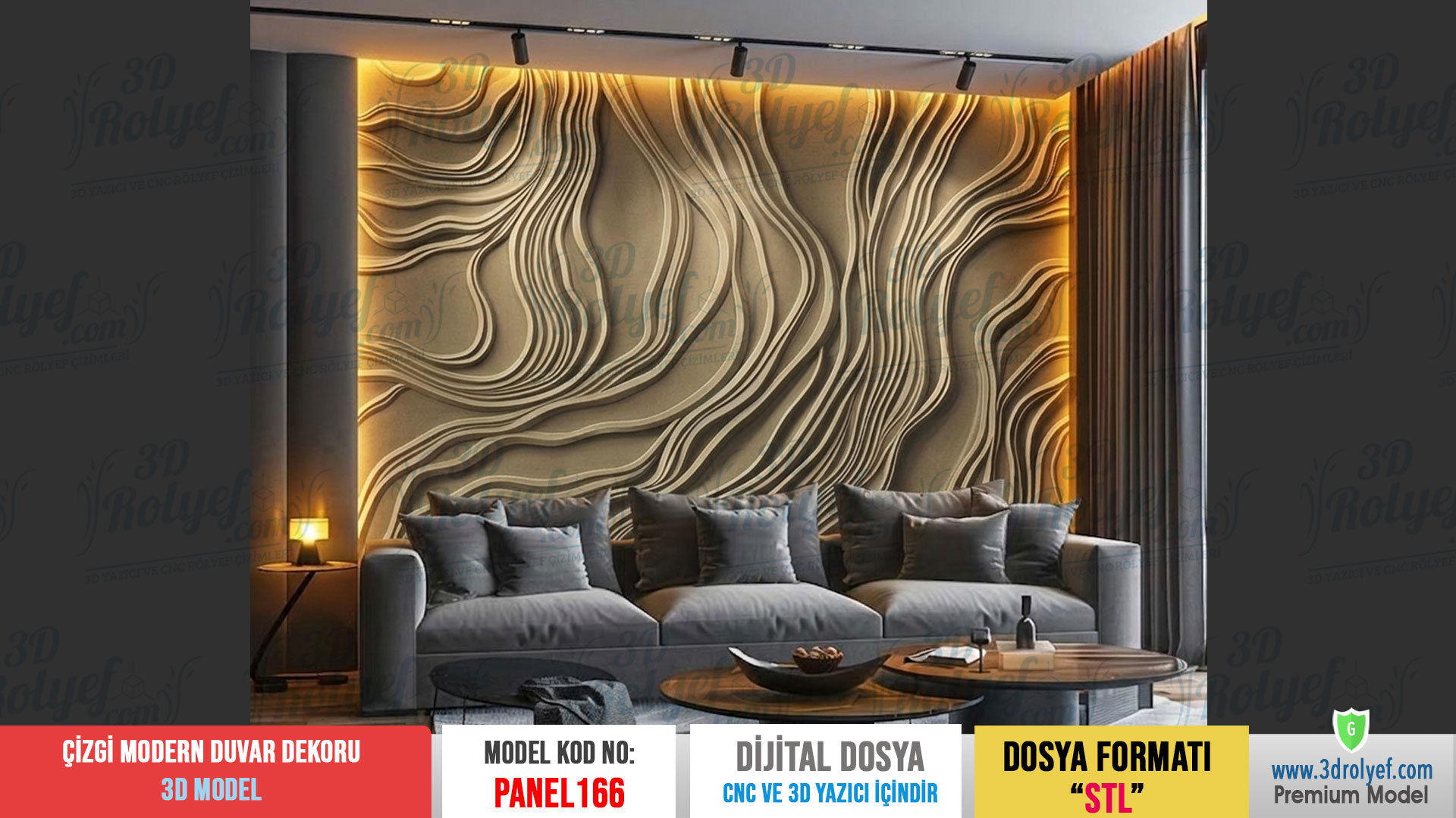 Panel166 - Nori 3D Rölyef Duvar Dekoru | CNC & 3D Yazıcı İçin 3D Model