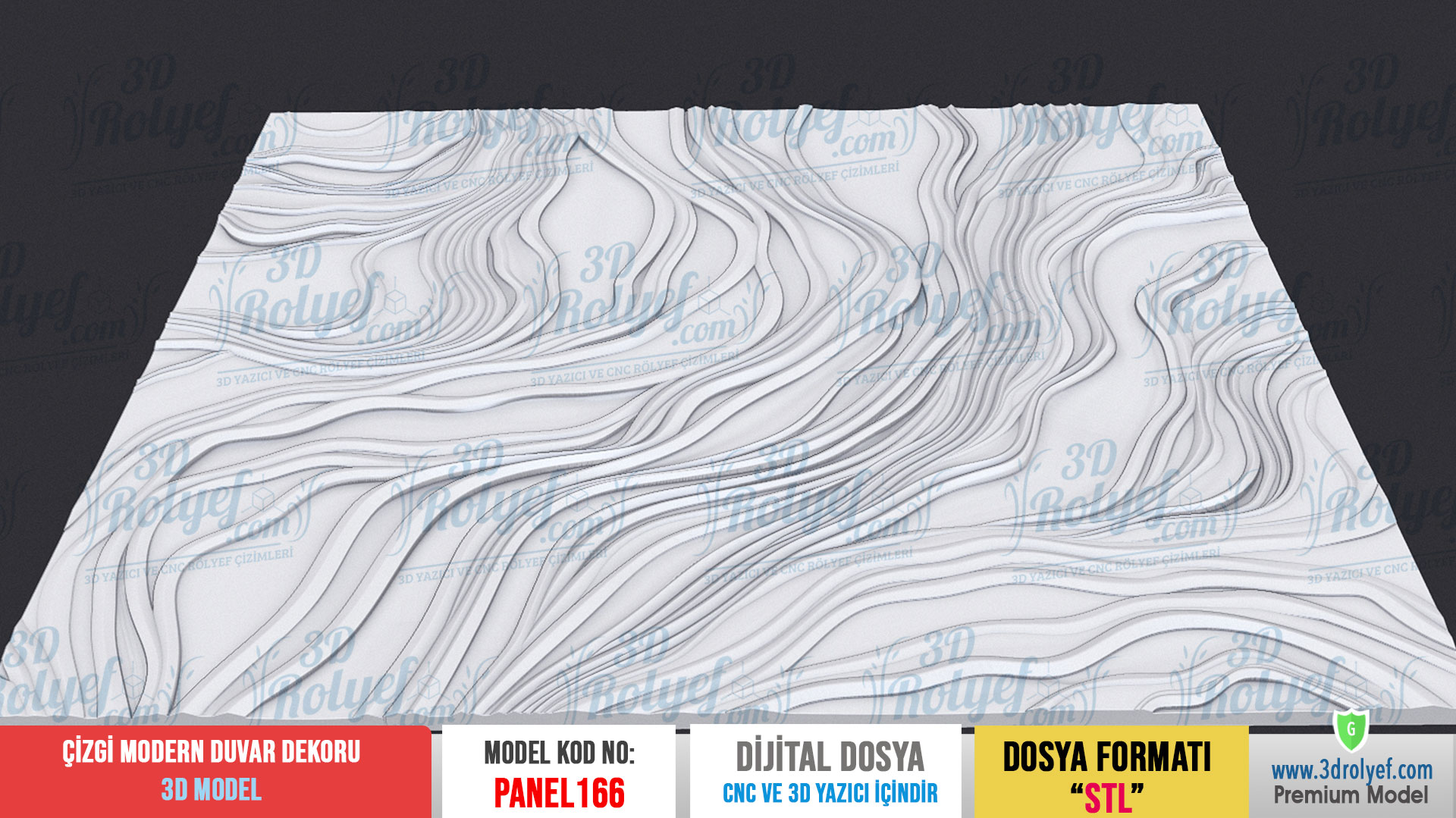 Panel166 - Nori 3D Rölyef Duvar Dekoru | CNC & 3D Yazıcı İçin 3D Model - Görsel 4