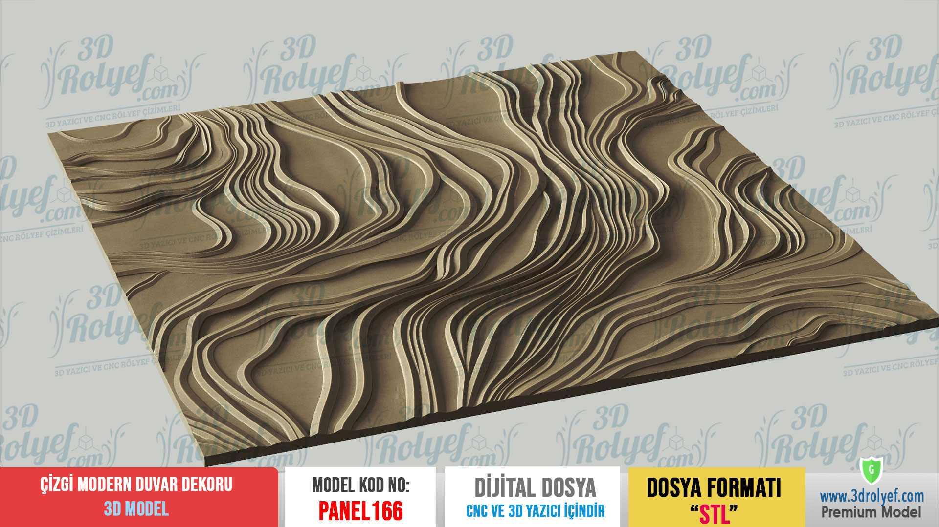Panel166 - Nori 3D Rölyef Duvar Dekoru | CNC & 3D Yazıcı İçin 3D Model - Görsel 3