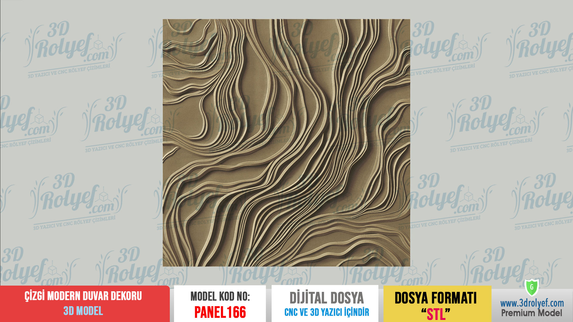 Panel166 - Nori 3D Rölyef Duvar Dekoru | CNC & 3D Yazıcı İçin 3D Model - Görsel 2