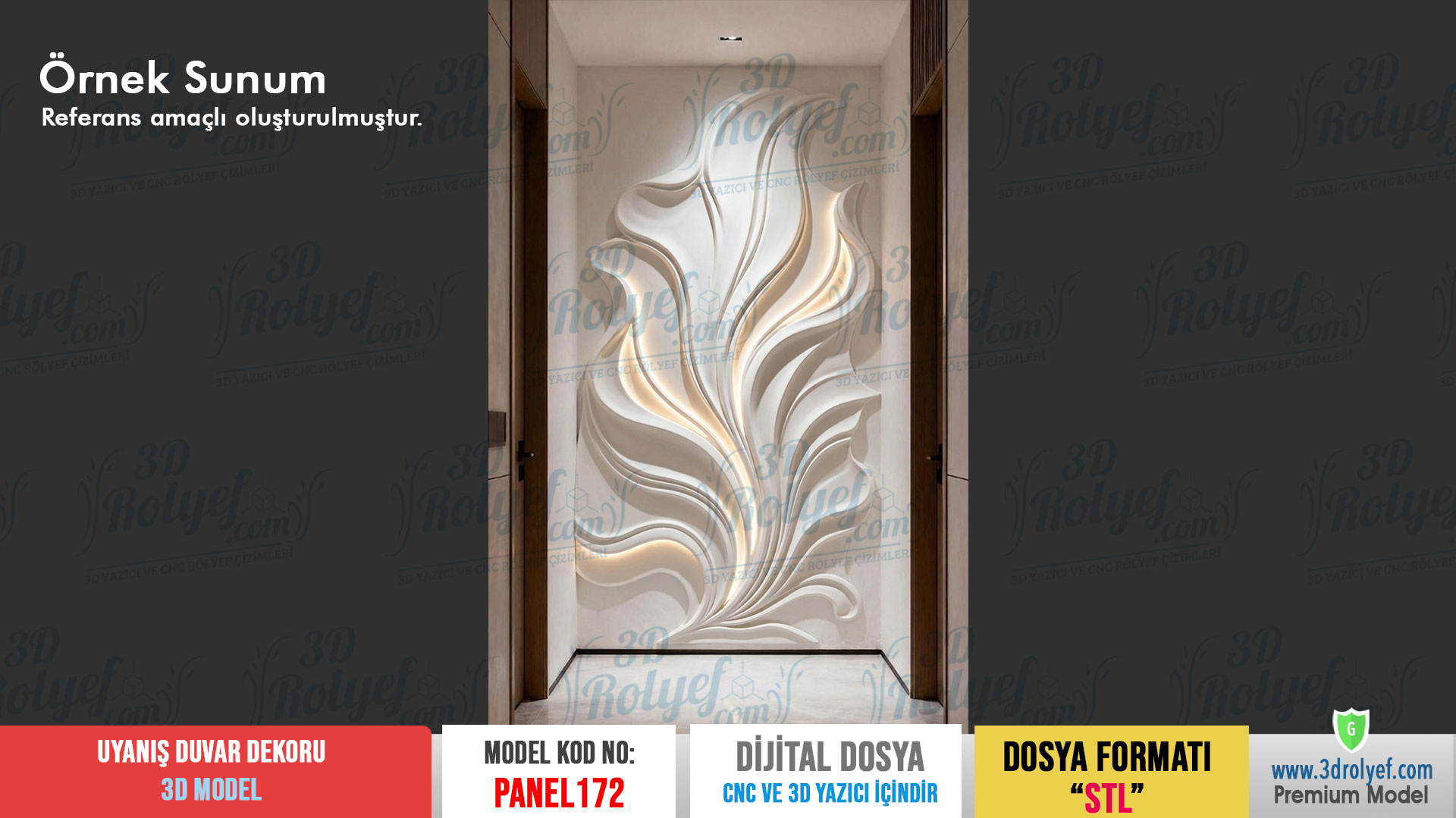 Panel172 - Uyanış 3D Duvar Dekoru | CNC & 3D Yazıcı İçin 3D Model