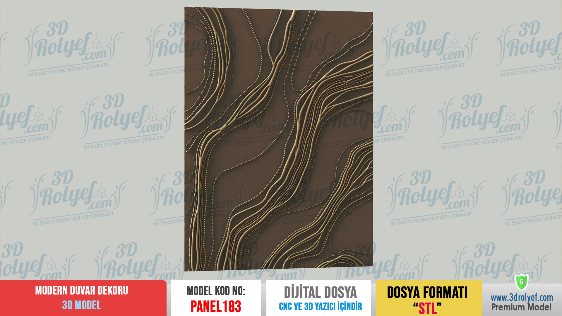 Panel183 - Modern 3D Duvar Dekoru | CNC & 3D Yazıcı İçin 3D Model - Görsel 2