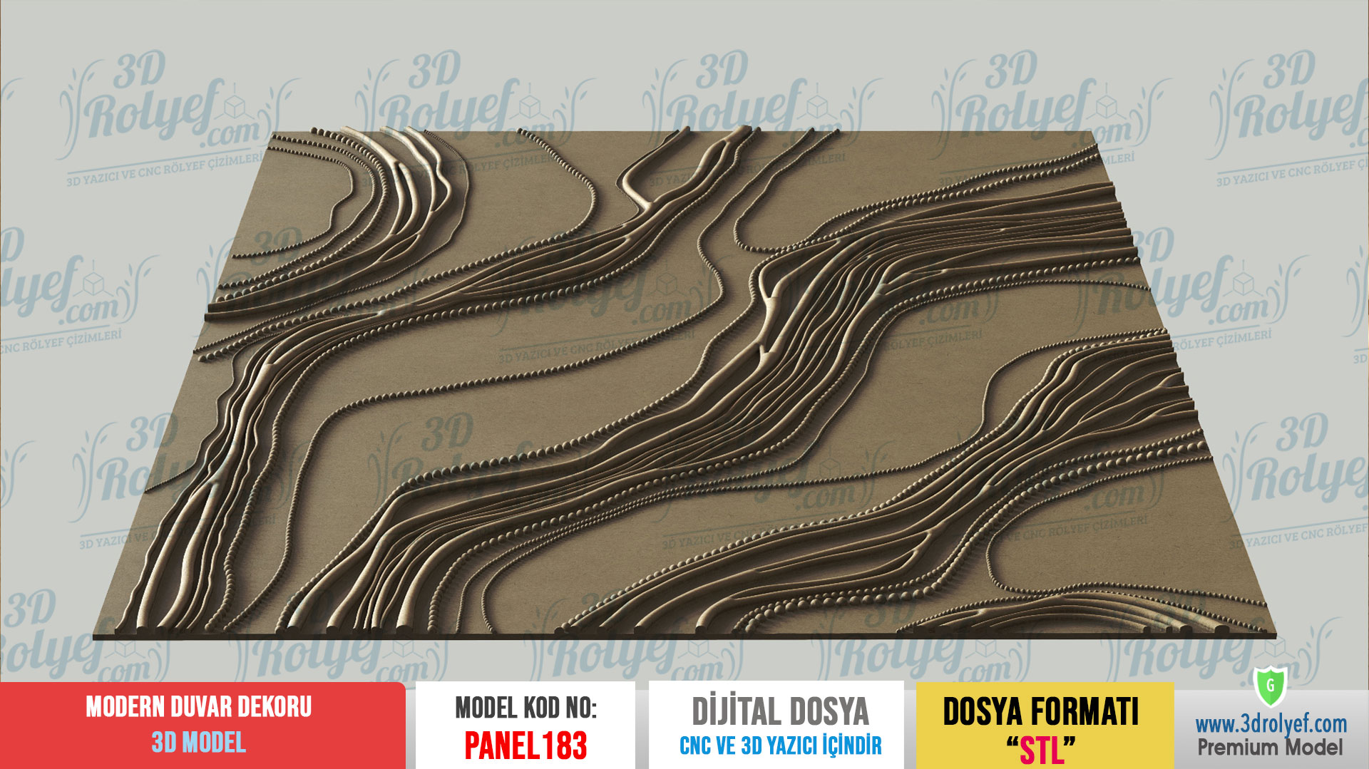 Panel183 - Modern 3D Duvar Dekoru | CNC & 3D Yazıcı İçin 3D Model - Görsel 3