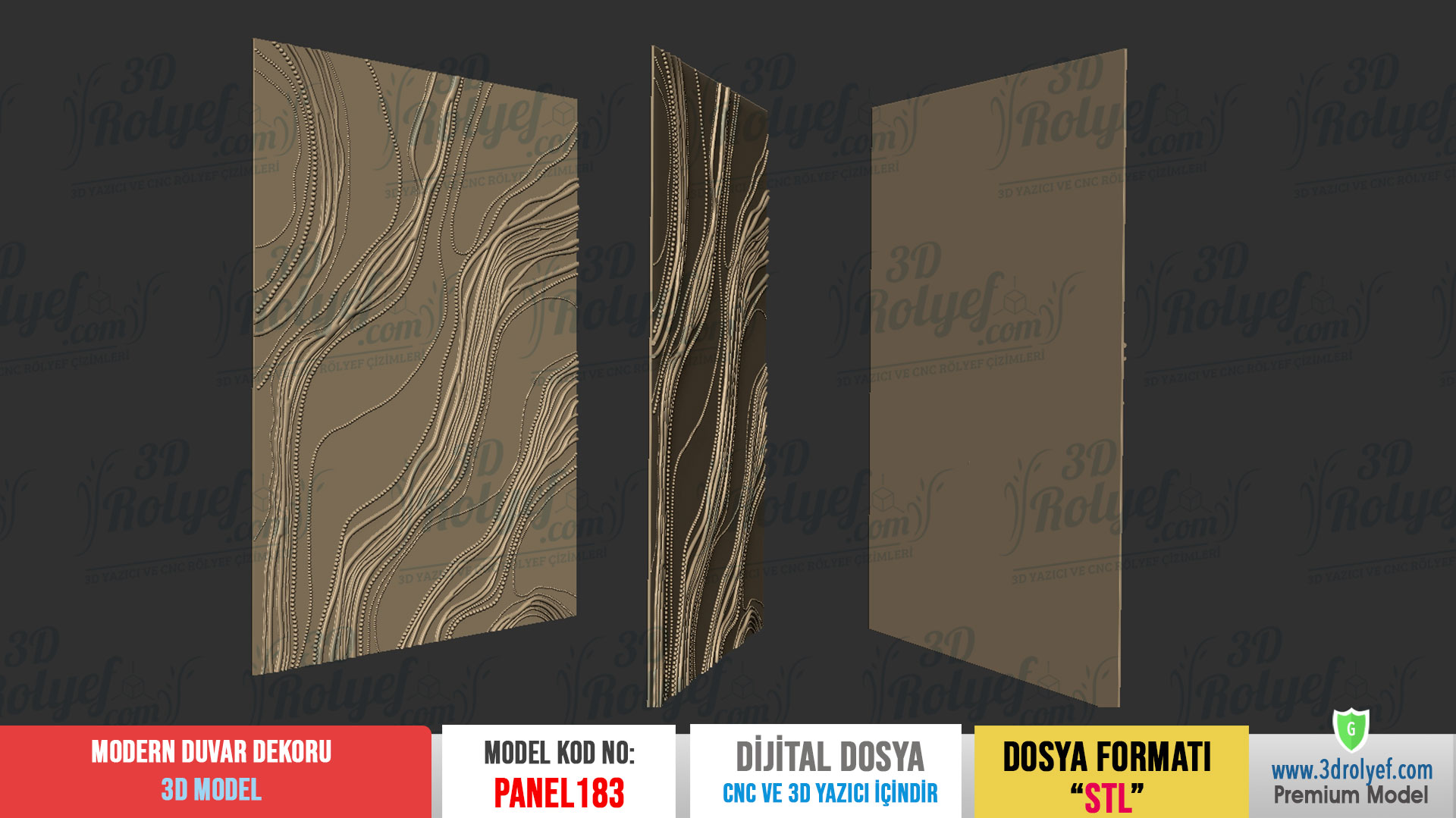 Panel183 - Modern 3D Duvar Dekoru | CNC & 3D Yazıcı İçin 3D Model - Görsel 4