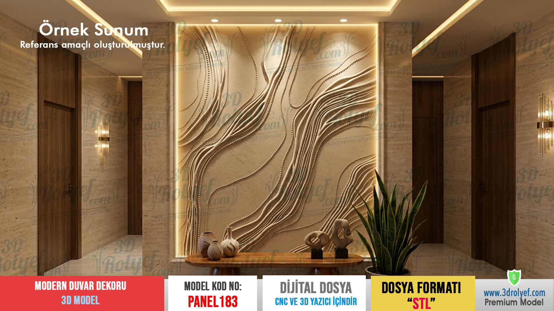 Panel183 - Modern 3D Duvar Dekoru | CNC & 3D Yazıcı İçin 3D Model