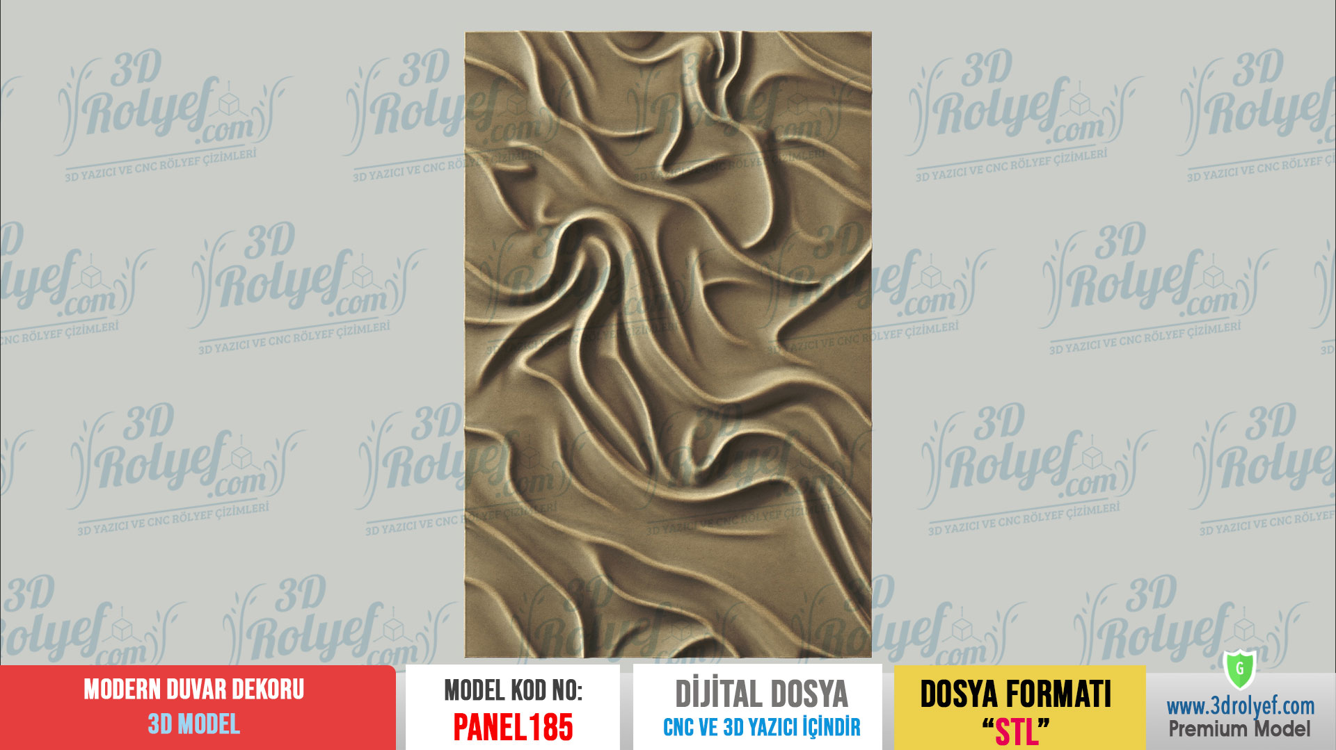 Panel185 - Modern 3D Duvar Dekoru | CNC & 3D Yazıcı İçin 3D Model - Görsel 2