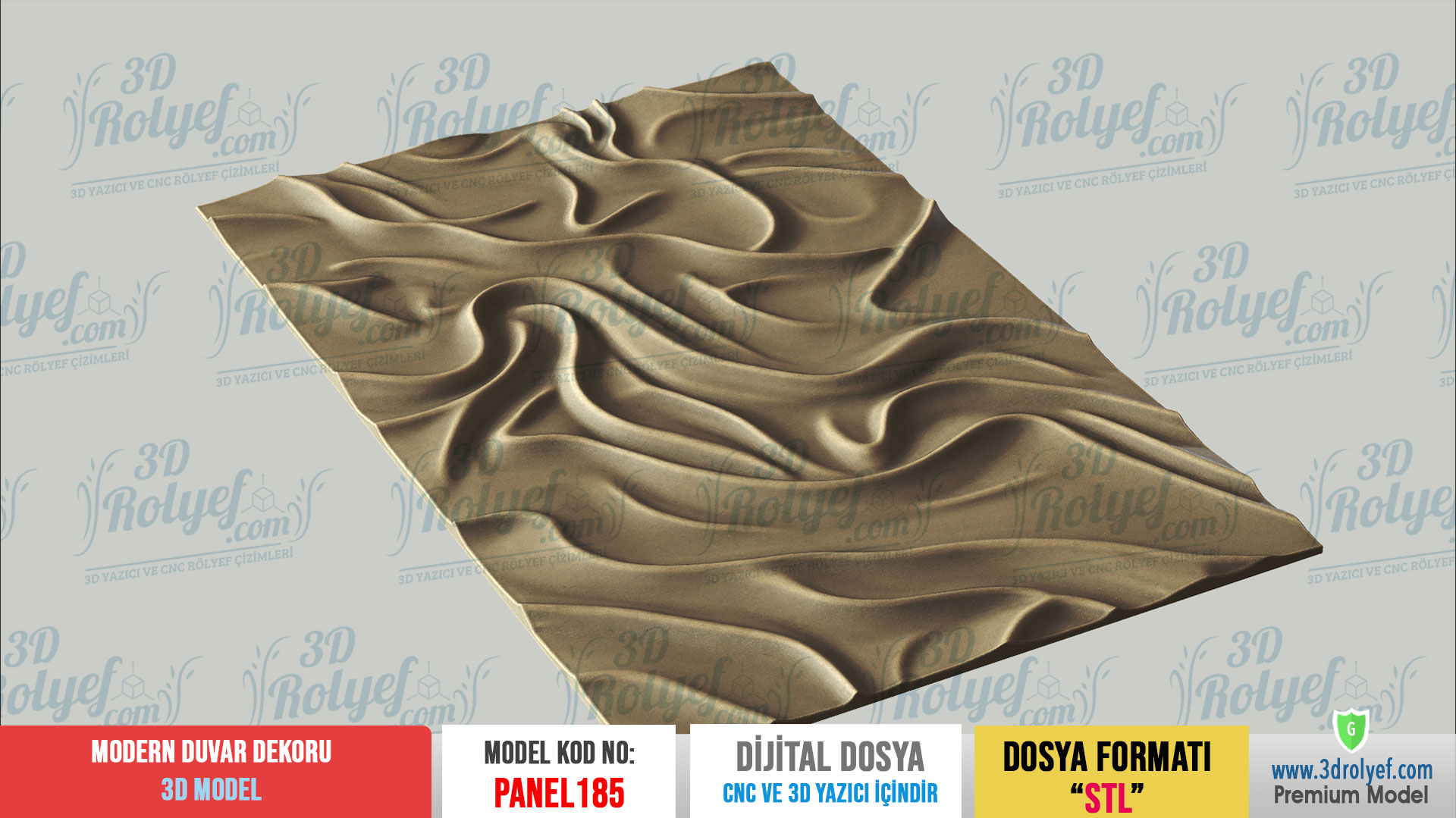 Panel185 - Modern 3D Duvar Dekoru | CNC & 3D Yazıcı İçin 3D Model - Görsel 3