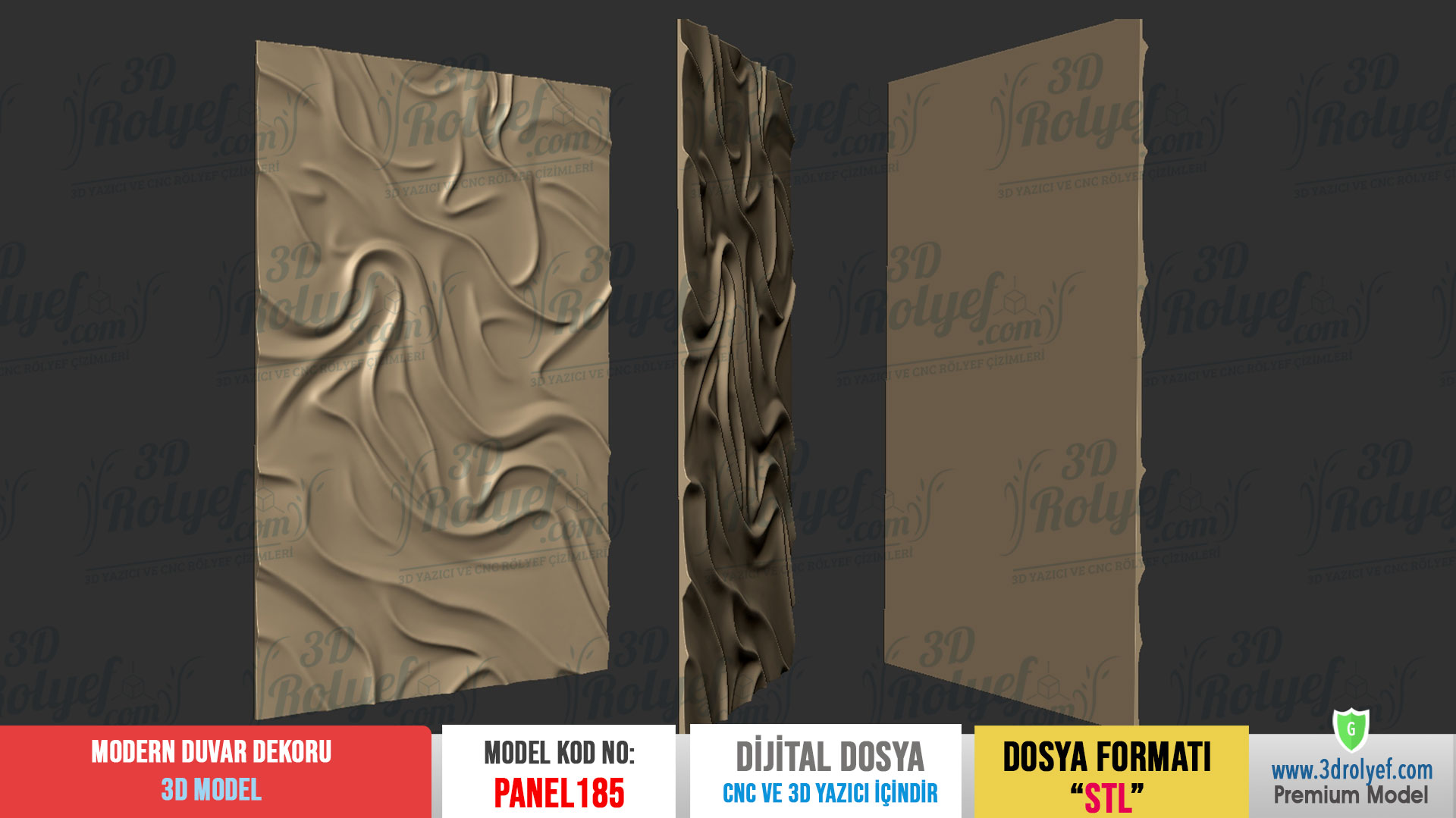 Panel185 - Modern 3D Duvar Dekoru | CNC & 3D Yazıcı İçin 3D Model - Görsel 4