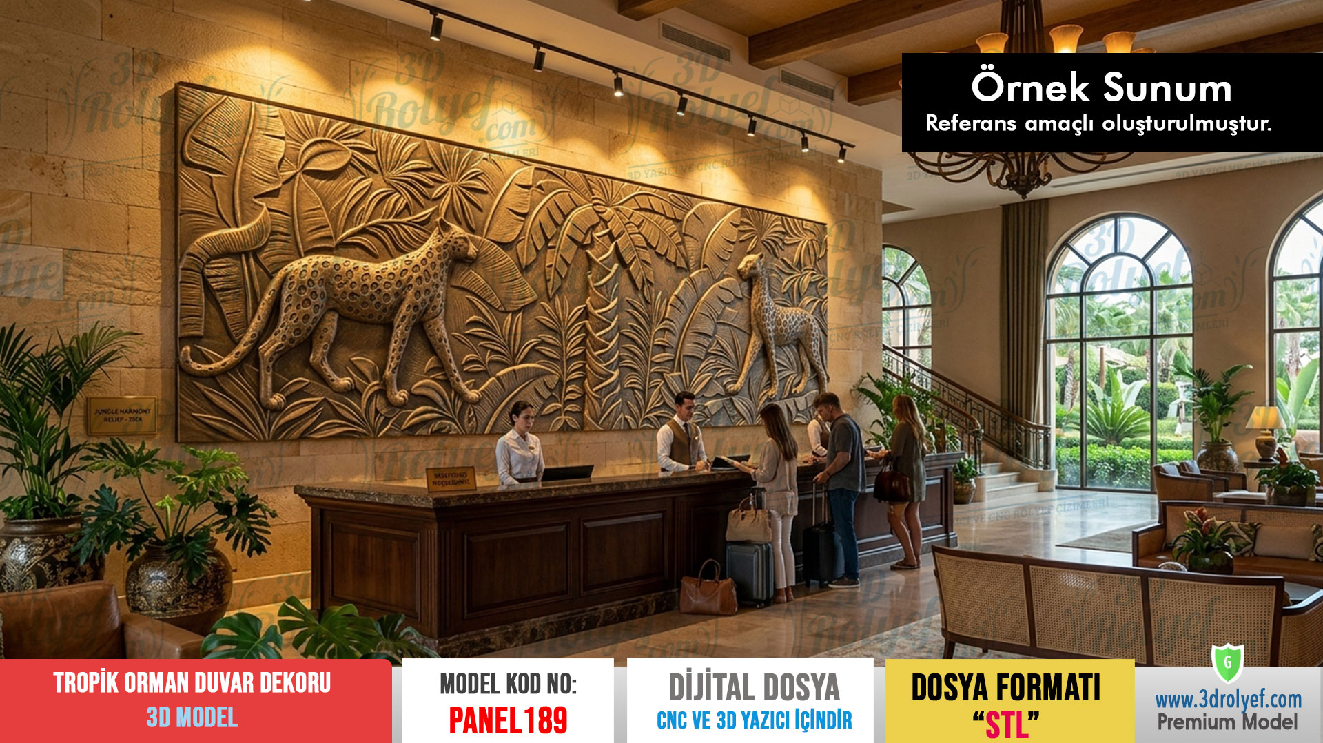 Panel189 - Tropik Orman 3D Duvar Dekoru | CNC & 3D Yazıcı İçin 3D Model