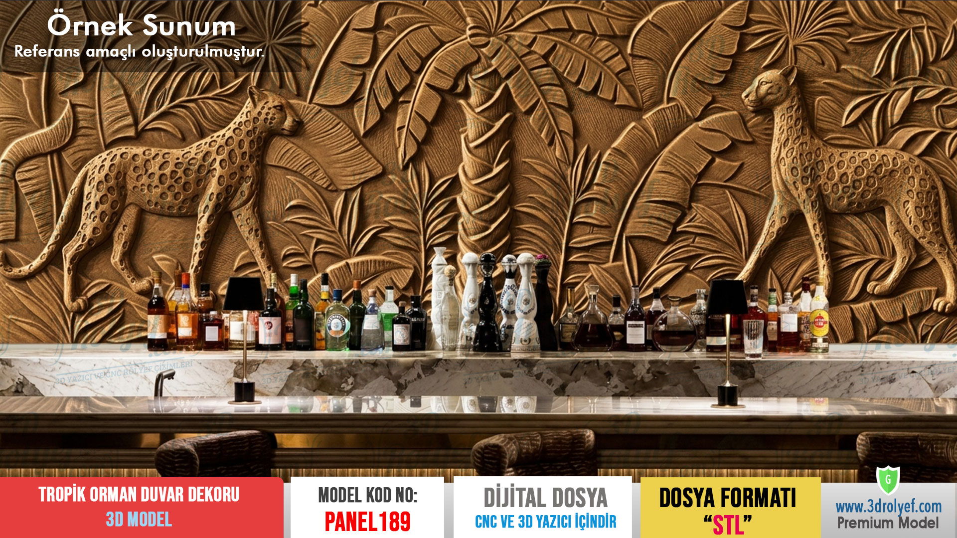 Panel189 - Tropik Orman 3D Duvar Dekoru | CNC & 3D Yazıcı İçin 3D Model - Görsel 2
