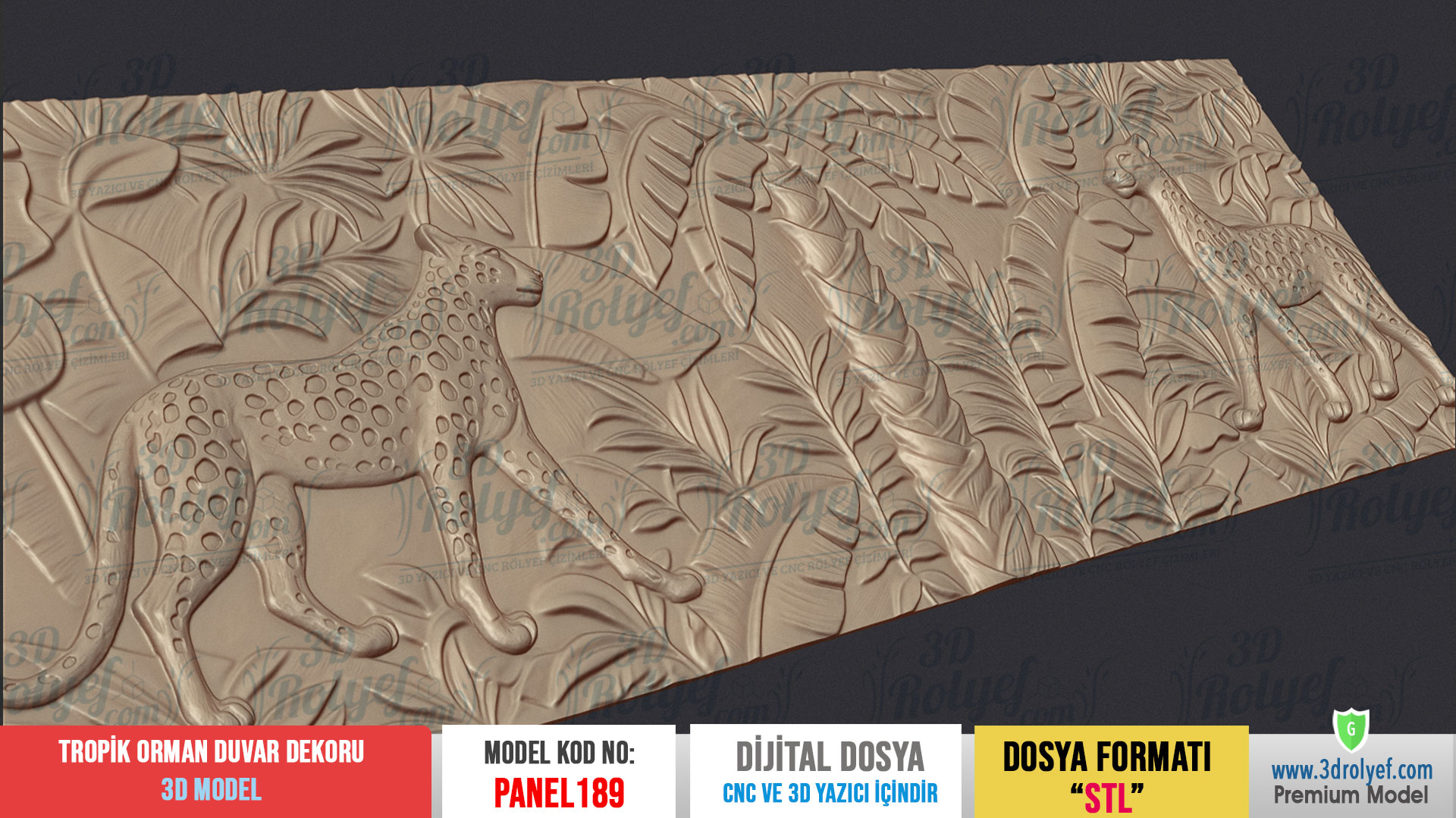 Panel189 - Tropik Orman 3D Duvar Dekoru | CNC & 3D Yazıcı İçin 3D Model - Görsel 5