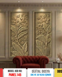 Panel145 - Tropikal Yapraklar Duvar Dekoru 3D Model | CNC Üretimi için 3D Model