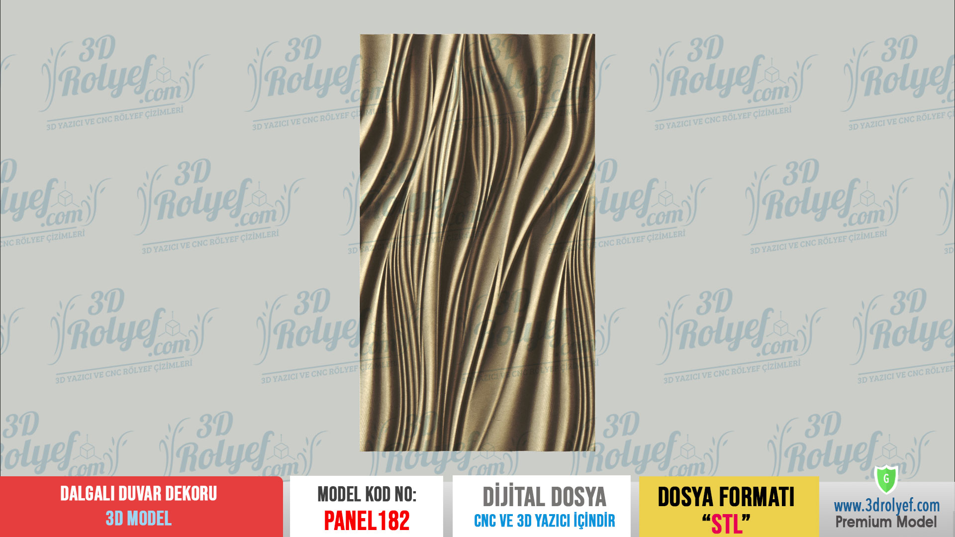 Panel182 - Dalga 3D Duvar Dekoru | CNC & 3D Yazıcı İçin 3D Model - Görsel 2