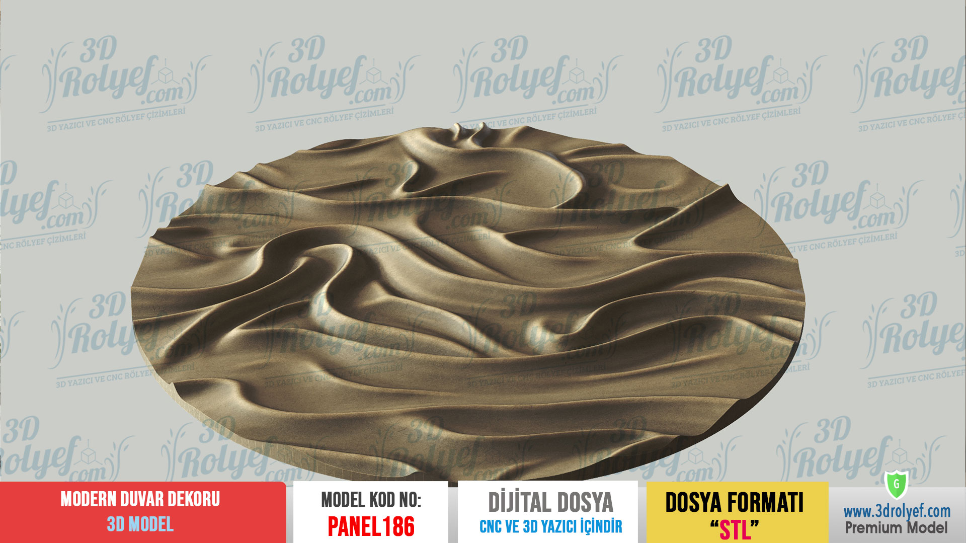Panel186 - Dairesel Modern 3D Duvar Dekoru | CNC & 3D Yazıcı İçin 3D Model - Görsel 3