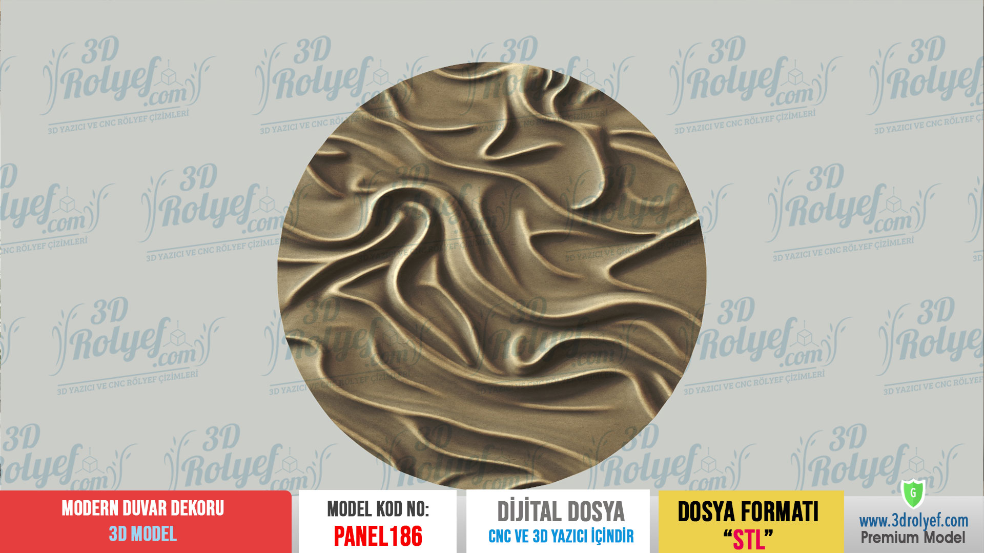 Panel186 - Dairesel Modern 3D Duvar Dekoru | CNC & 3D Yazıcı İçin 3D Model - Görsel 2