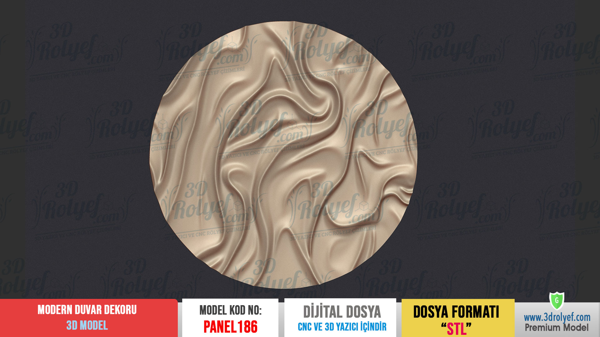 Panel186 - Dairesel Modern 3D Duvar Dekoru | CNC & 3D Yazıcı İçin 3D Model - Görsel 4